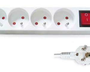 Multiprise 4P. / Int. (3x1mm) 1.5M Blanche