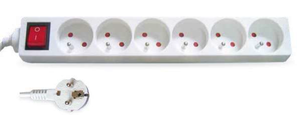 Multiprise 6T. / Int. (3x1mm) 1.5M Blanche