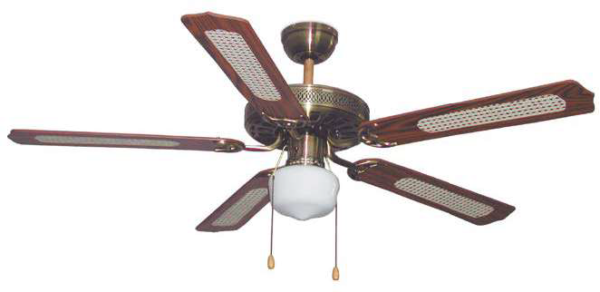 Ventilador techo con Luz 52' 5 aspas madera Cerezo