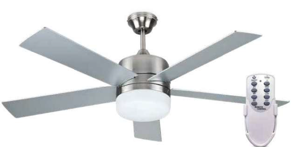 Ventilador techo mando+Luz 52' 5 aspas maderaMetal