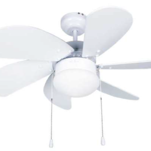 Ventilador techo con Luz 32' 6 aspas madera Blanco