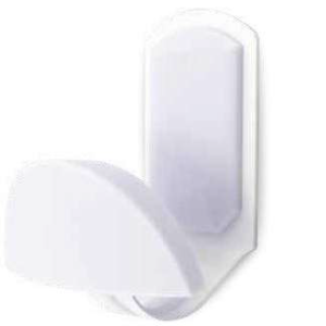 Percha medialuna acero pomo ABS - Blanco lacado 45x84mm