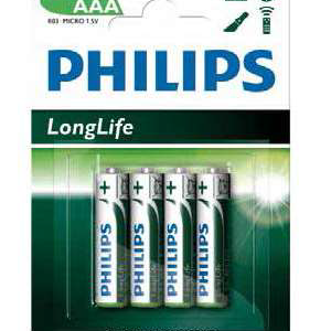 Pila salina PHILIPS R-03 (AAA) Blíster 4 Ud.