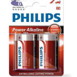 Pila alkalina PHILIPS LR20 (D) Blíster 2 Ud.